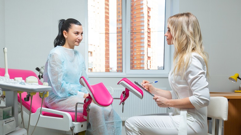 Woman in gynecologist's office