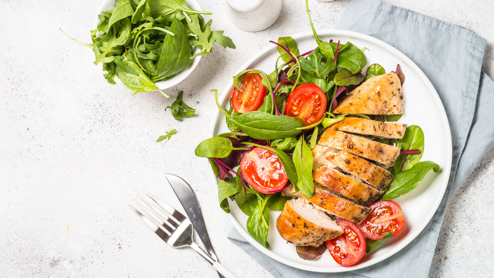 healthy chicken and salad meal