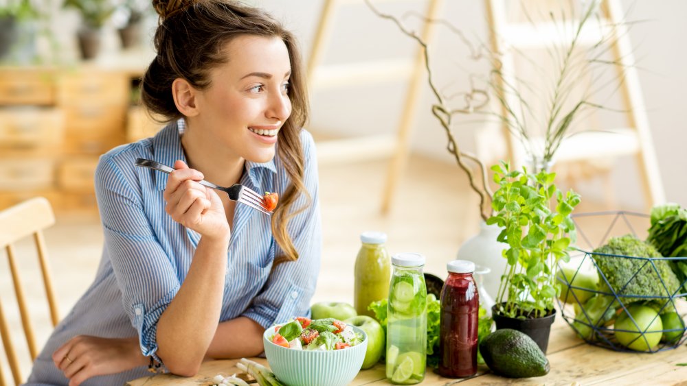 eating a salad