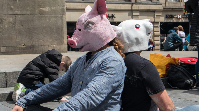 Animal rights activists at protest