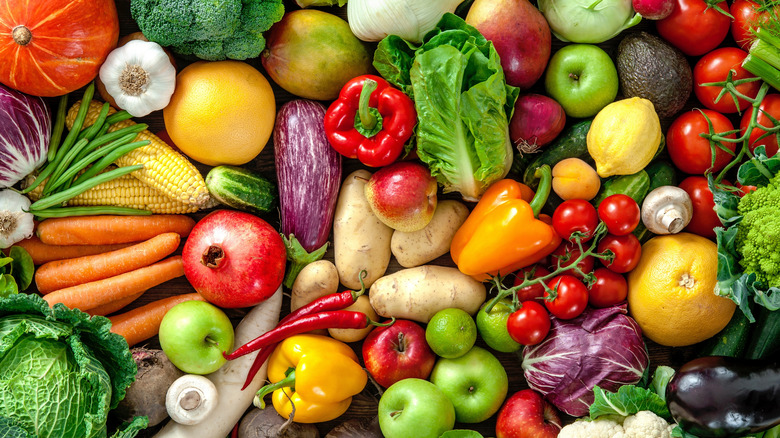 fruits and vegetables close up shot