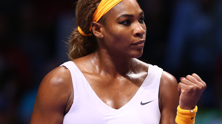 Serena Williams with raised fist