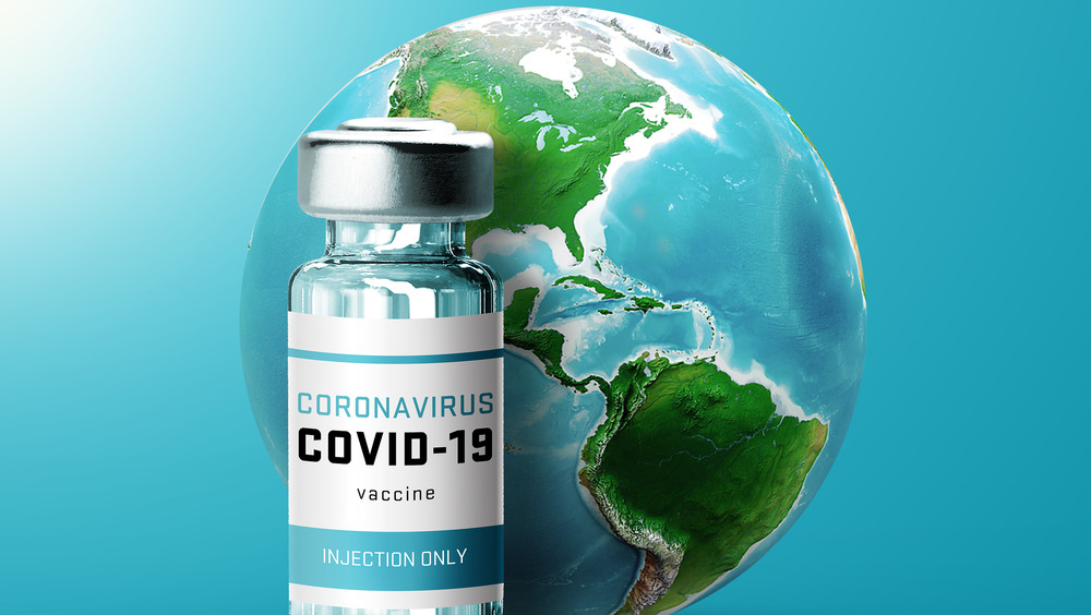 covid-19 vaccine with globe