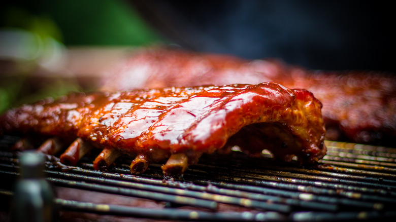 Pork ribs on the grill