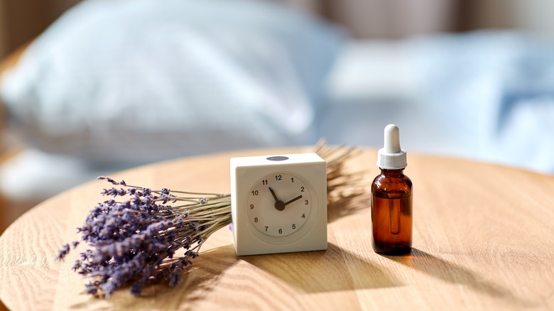 Lavender on bedside table