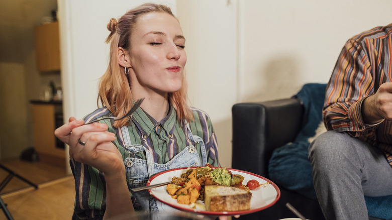 Woman eating food