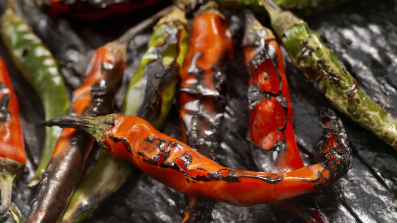 Roasted hot chili peppers