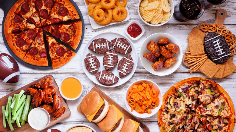 A wide range of Super Bowl foods and cookies