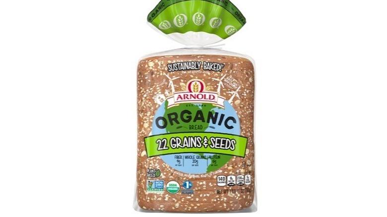 arnold organic bread on white background