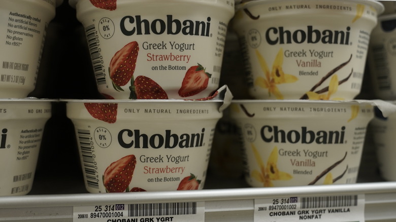 Chobani Greek yogurt stocked in the dairy section