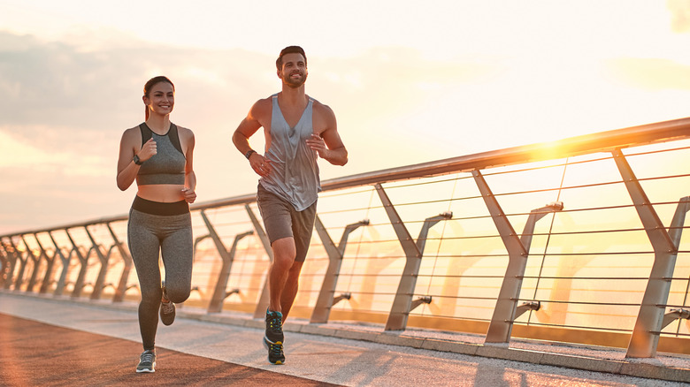 a couple running together