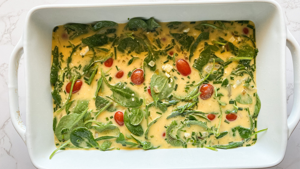 healthy egg casserole ready for the oven
