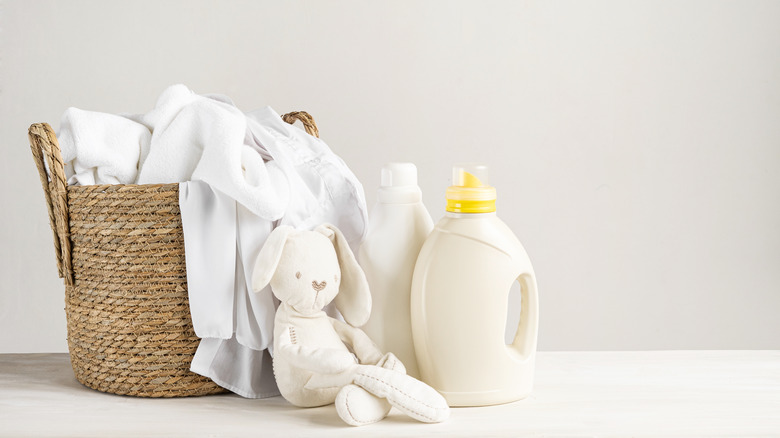 Pile of towels in a laundry basket