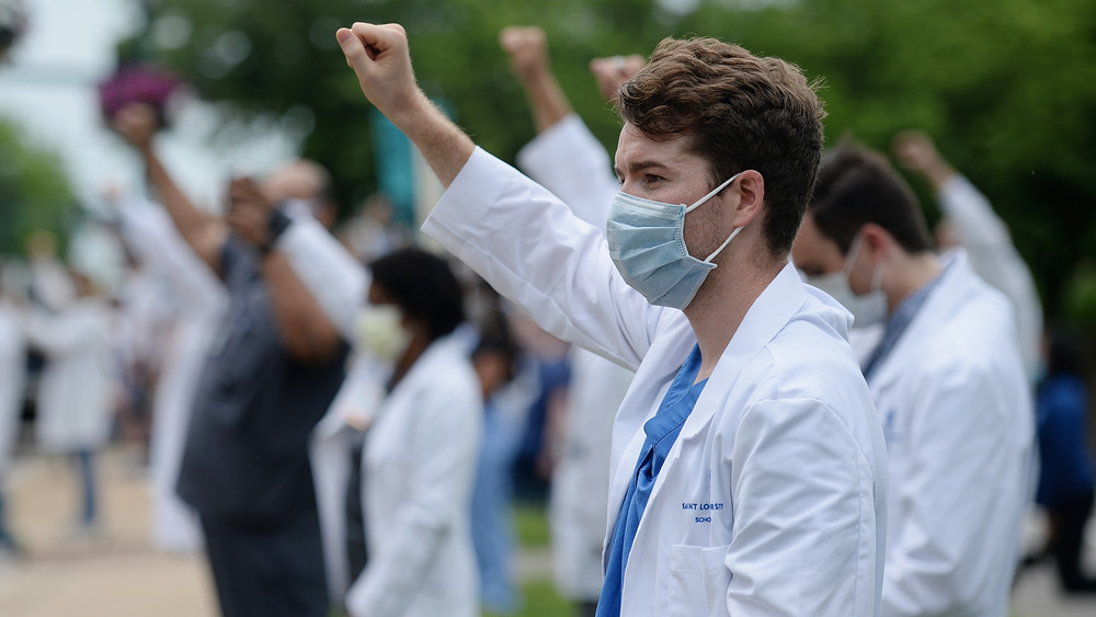 Doctors protest the death of George Floyd in St. Louis, Missouri