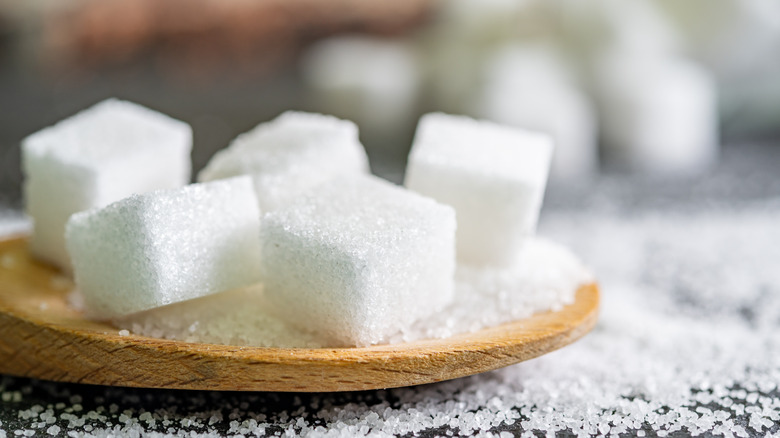 white sugar cubes