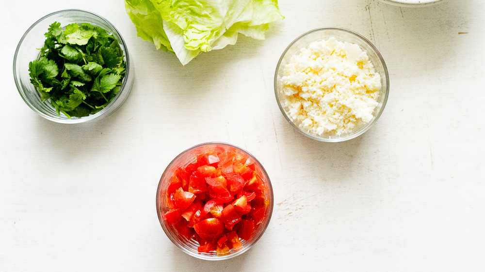 chopped ingredients for lettuce tacos