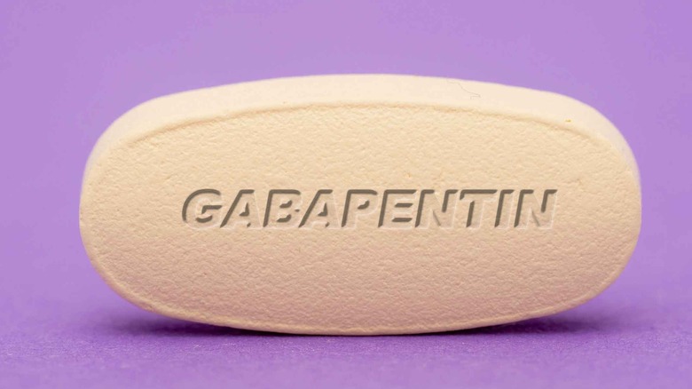 Gabapentin tablet in purple background