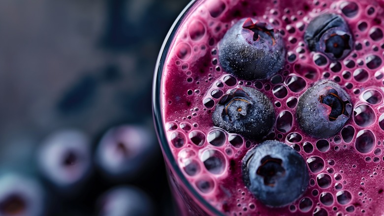 Blueberries in a smoothie