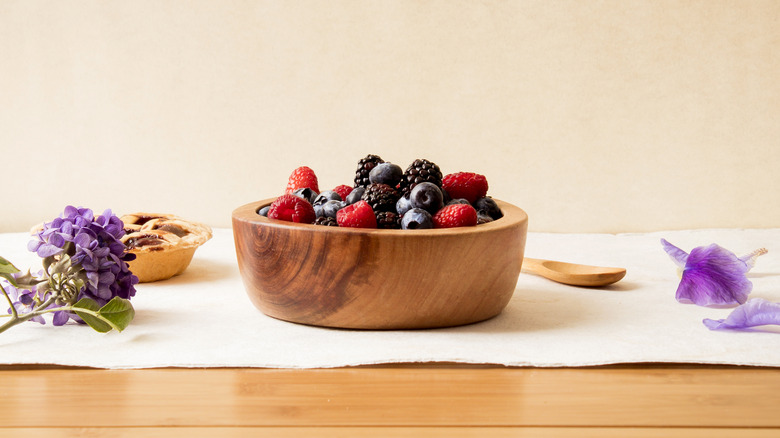 Berries in a wooden bowl