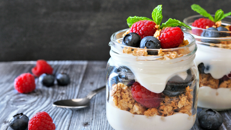 Greek yogurt with granola and berries