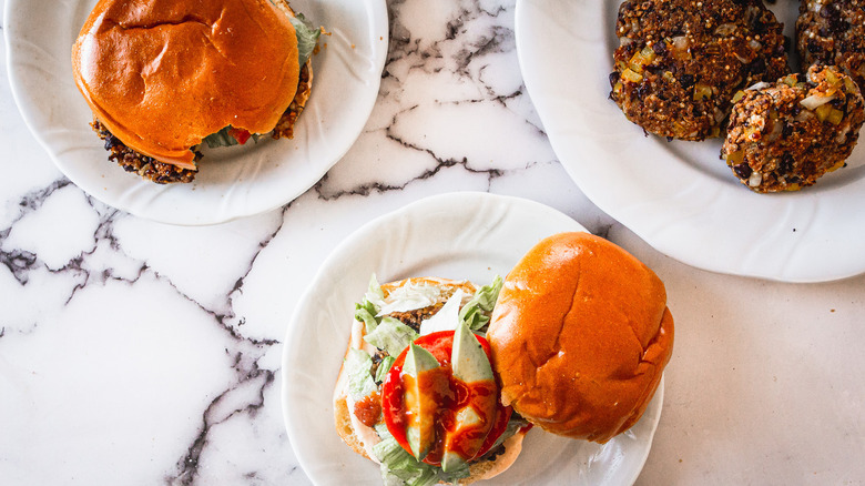 cooked quinoa vegan burgers