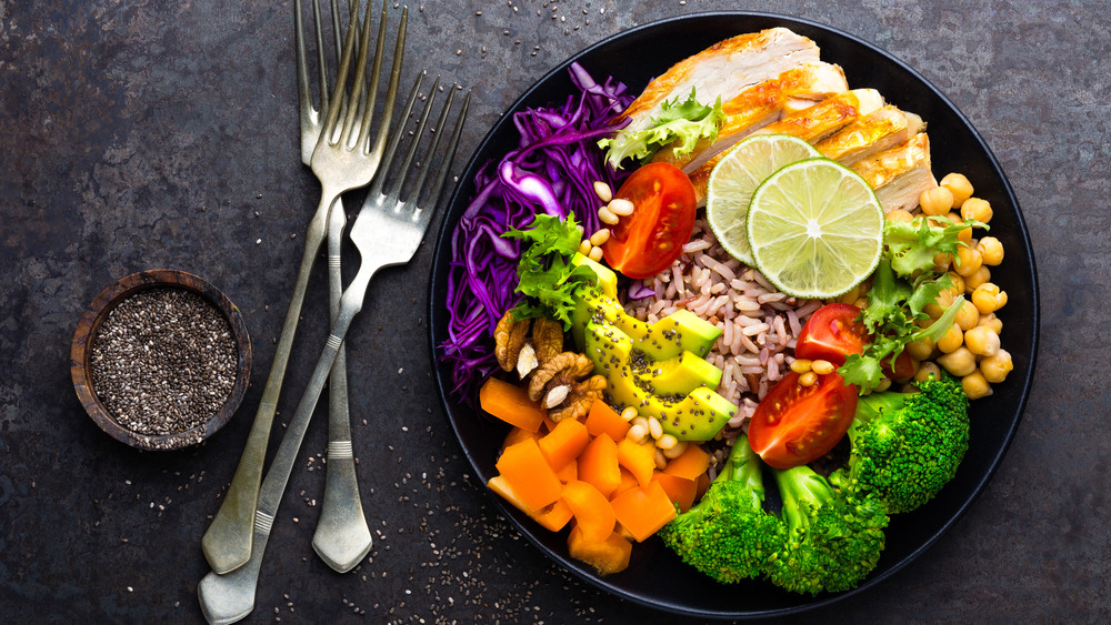 rice bowl with vegetables and protein