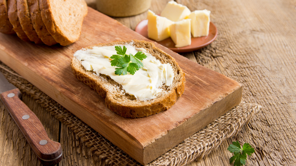 Butter on a piece of bread