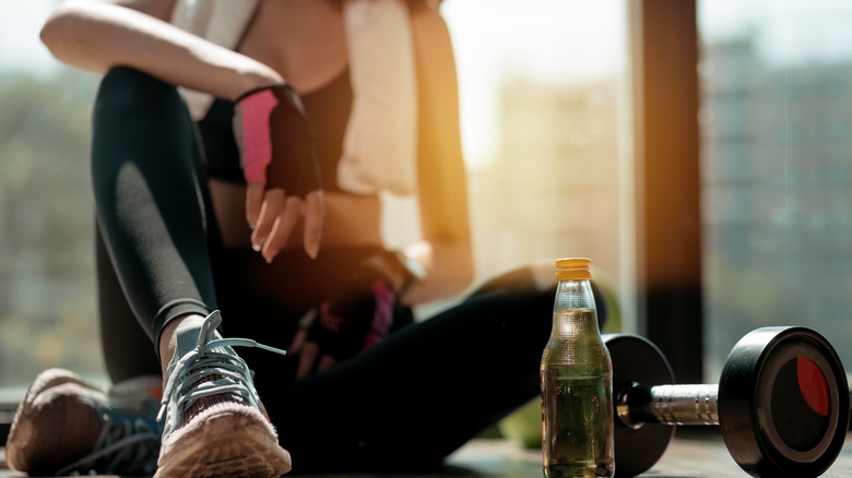 Woman resting after workout 