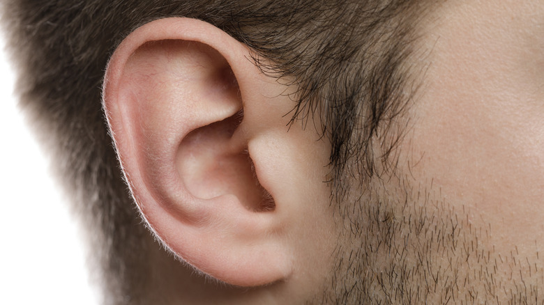 close-up of a man's ear