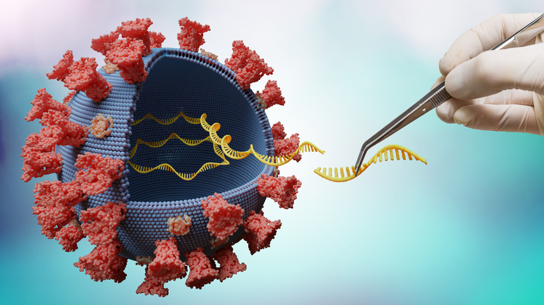 scientist modifying genes in RNA of virus