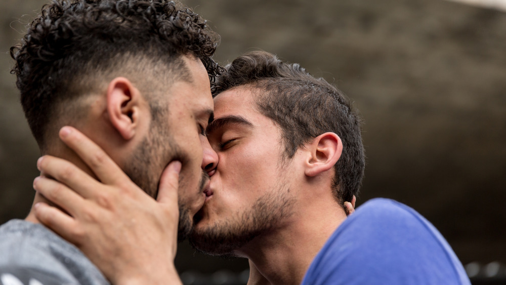 male couple kissing