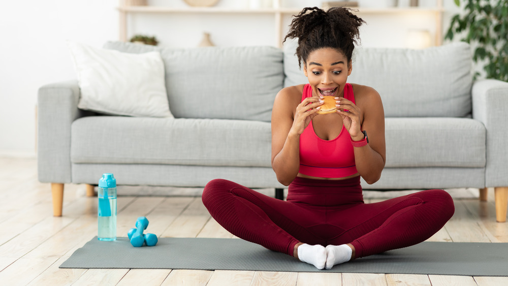 woman eating after workout