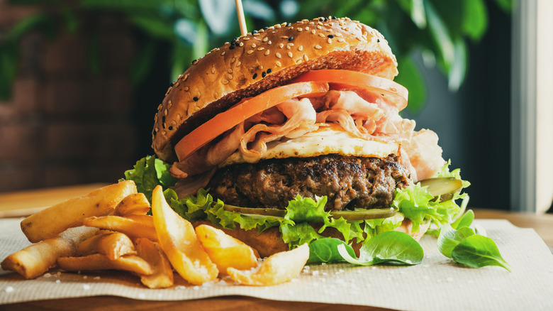 Cheeseburger and french fries