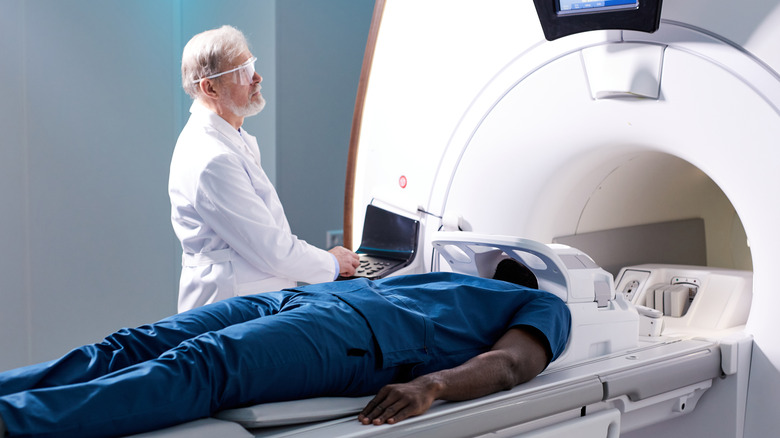 Person undergoing MRI