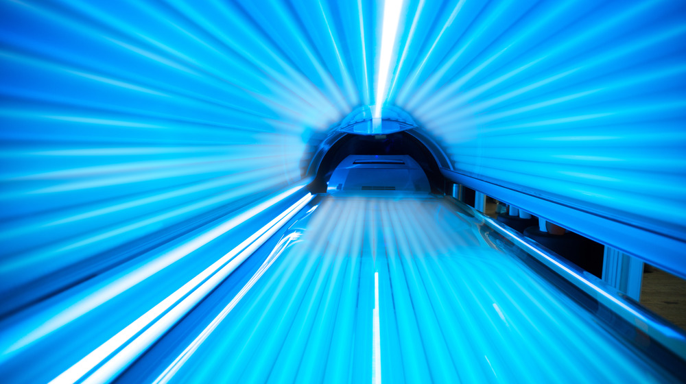 Interior of a tanning bed 