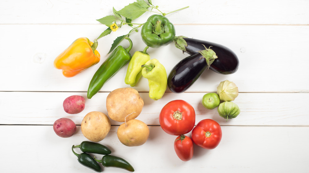 Colorful group of nightshade vegetables