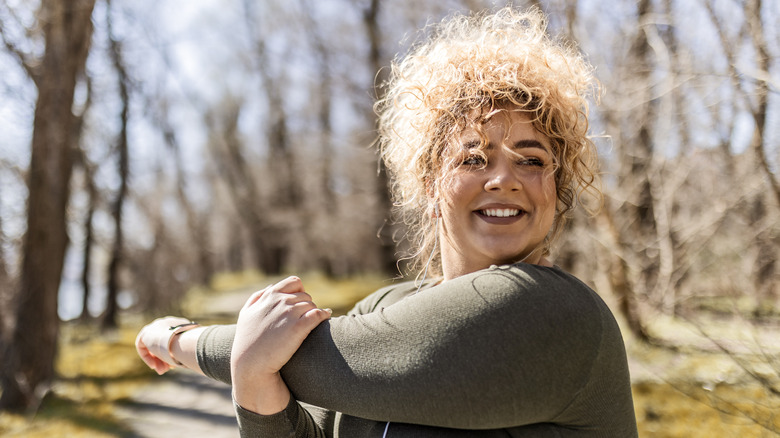 Woman exercising outdoors