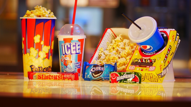 Movie theater snacks on display