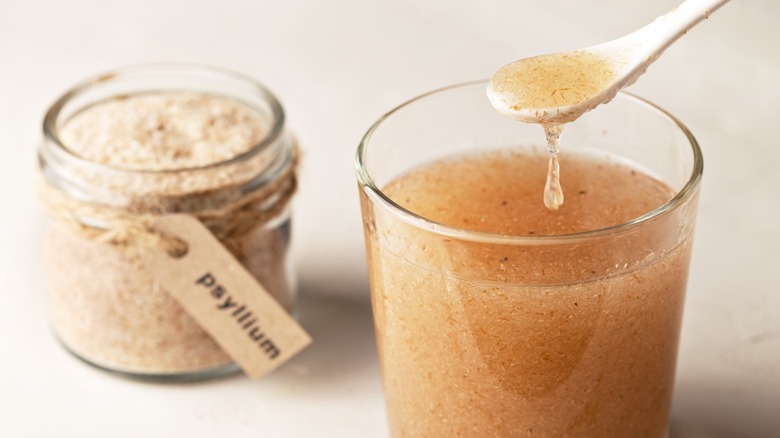 close-up of psyllium fiber when soaked in water