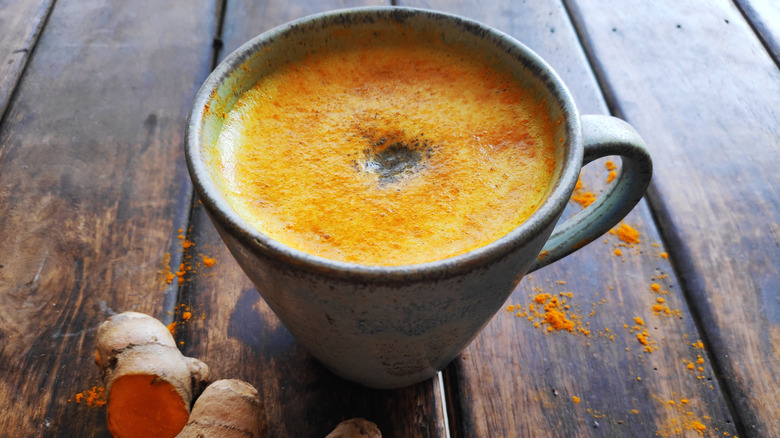 A cup of turmeric latte