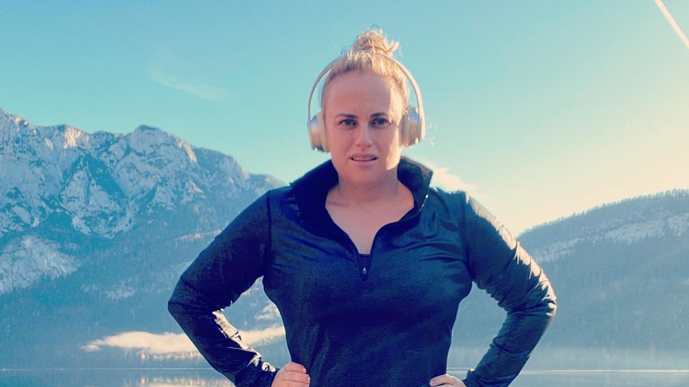 Rebel Wilson on a hike in the mountains 
