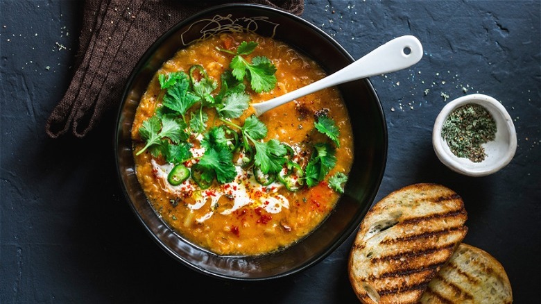 Vegetarian dish garnished with cilantro