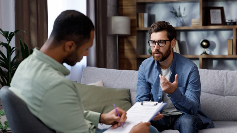 Man talking to his therapist