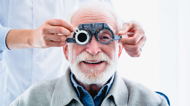 senior man getting eyes checked