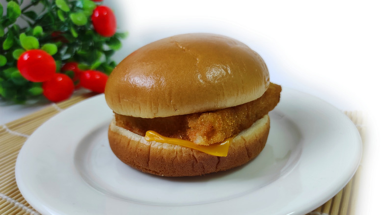 filet o fish sandwich on a white plate