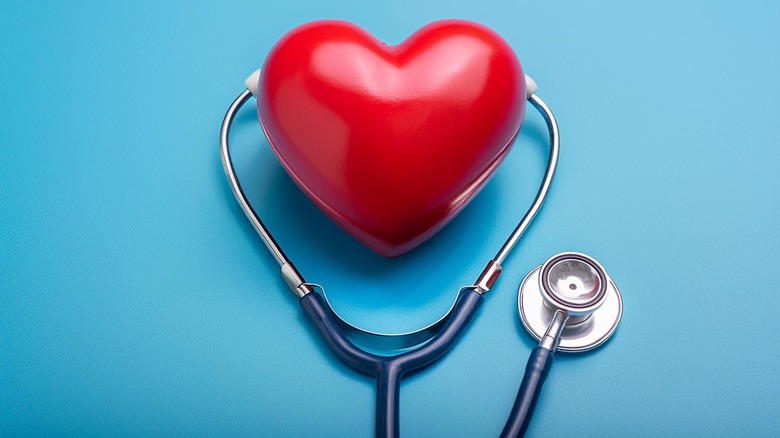 A red heart with a stethoscope around it