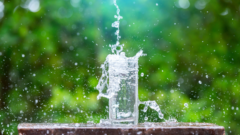 Water pouring in glass