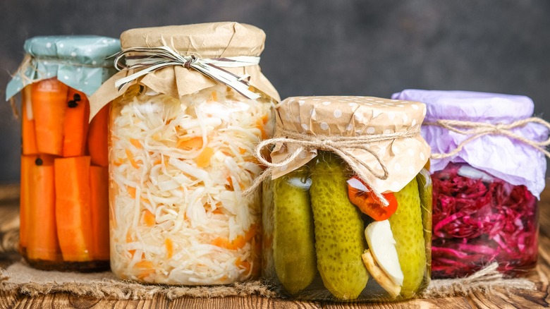 fermented vegetables in jars