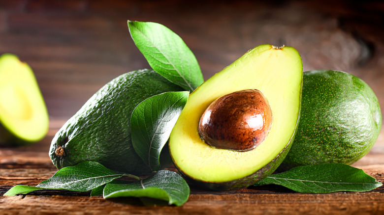 avocado on wooden table