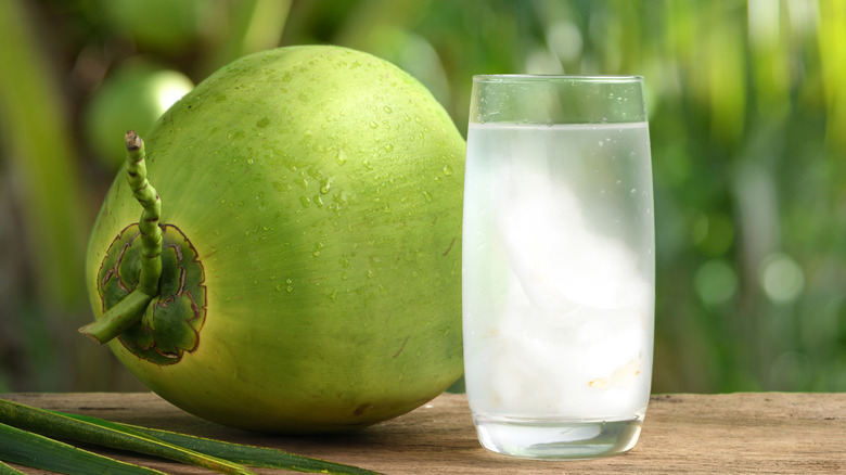 coconut water in glass